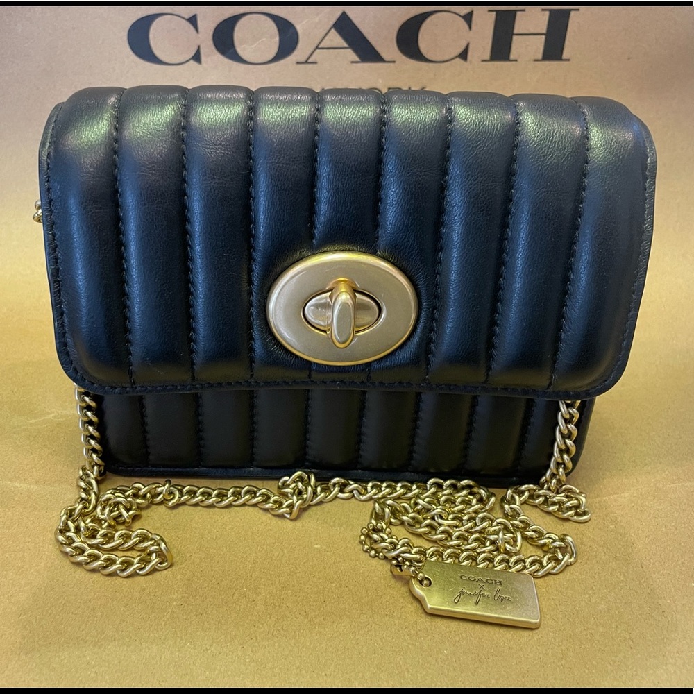 Coach Crossbody Leather With Linear Quilting
